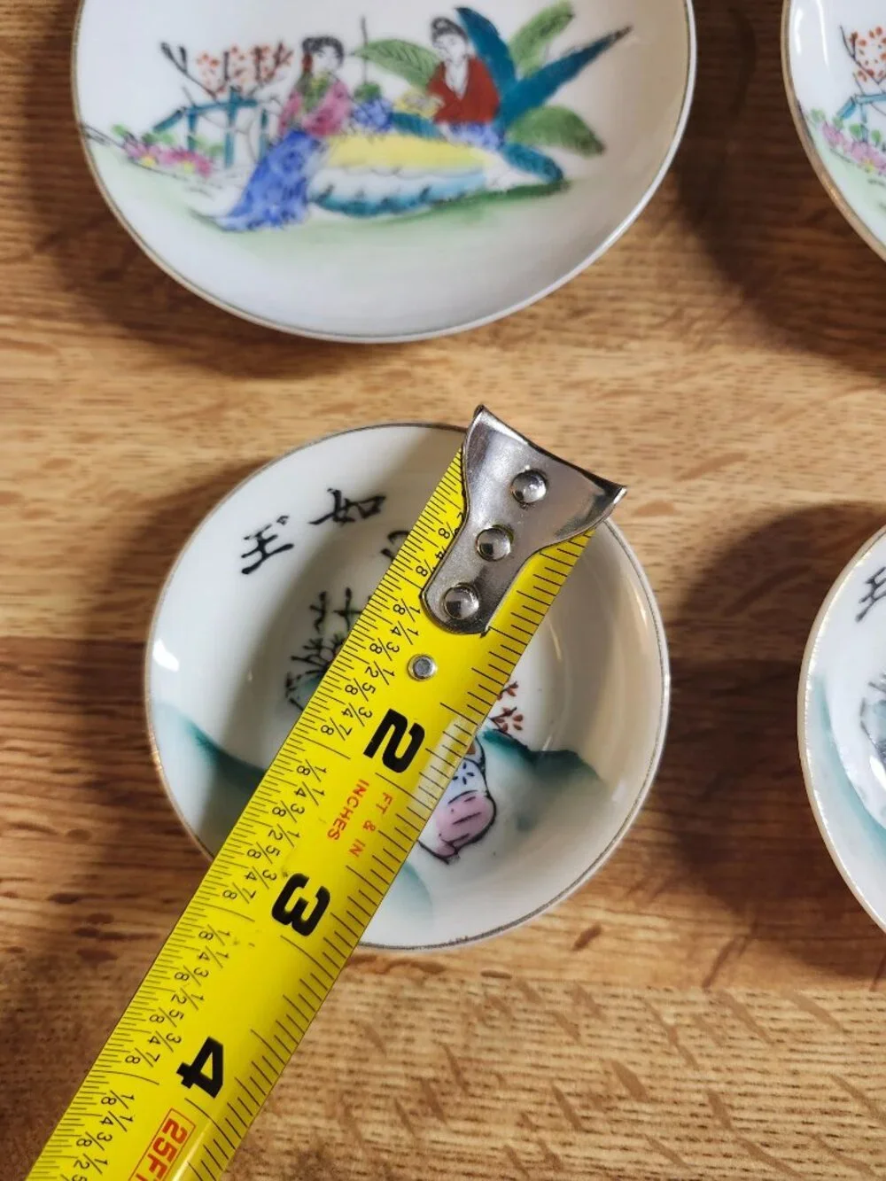 4- Small Porcelain Hand Painted Chinese Sauce Bowls
